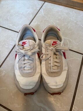 Nike womens White and Red Low-Top Retro Sneakers